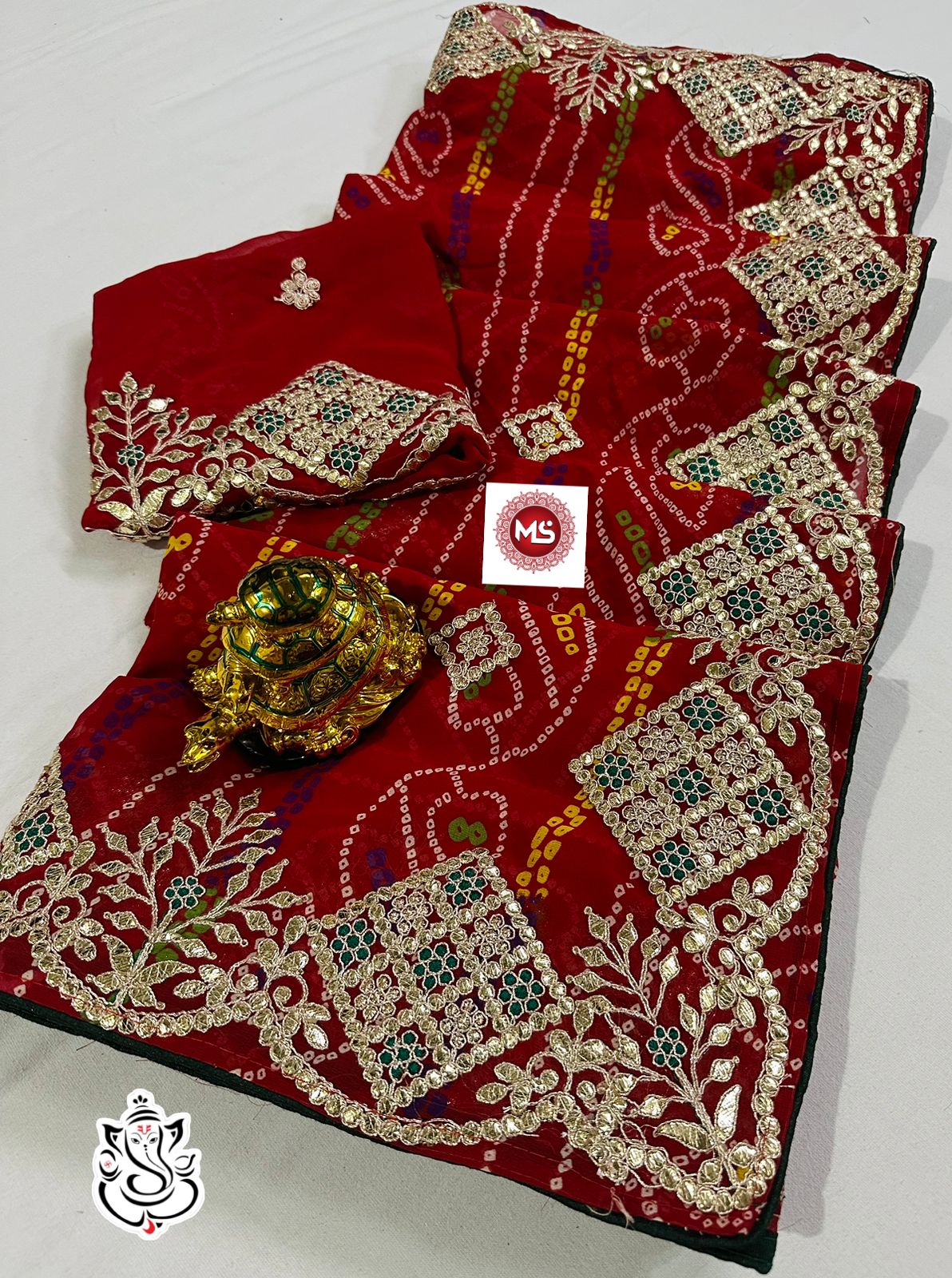 SV Heavy Gotta Patti Bandhani Printed Wedding Sarees Wholesale Price In Surat
